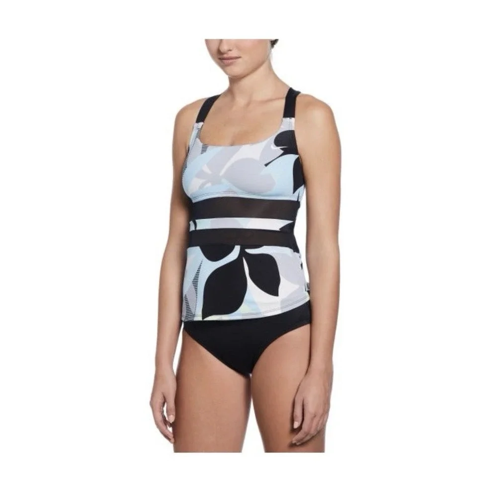 NIKE Women's Mesh Floral Print V-Back Tankini Set Medium NESSF366-001